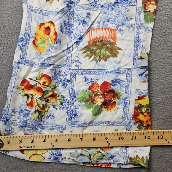 Flowy Pants Womens Small Pull On Peaches Fruit Print Cottage White Blue - Picture 7 of 10
